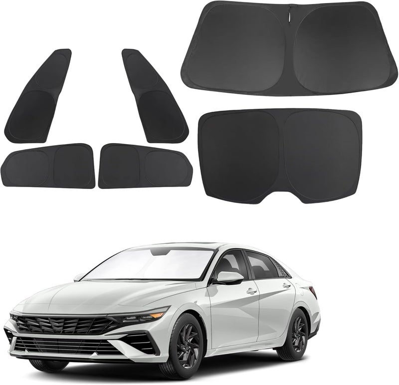 TINGLU Window Shades for Hyundai Elantra 2021-2024 2025 Accessories Car Side Full Windows Rear Triangular Windshield Sun Shade Sun UV Rays Privacy Protection 6PCS - Image 1